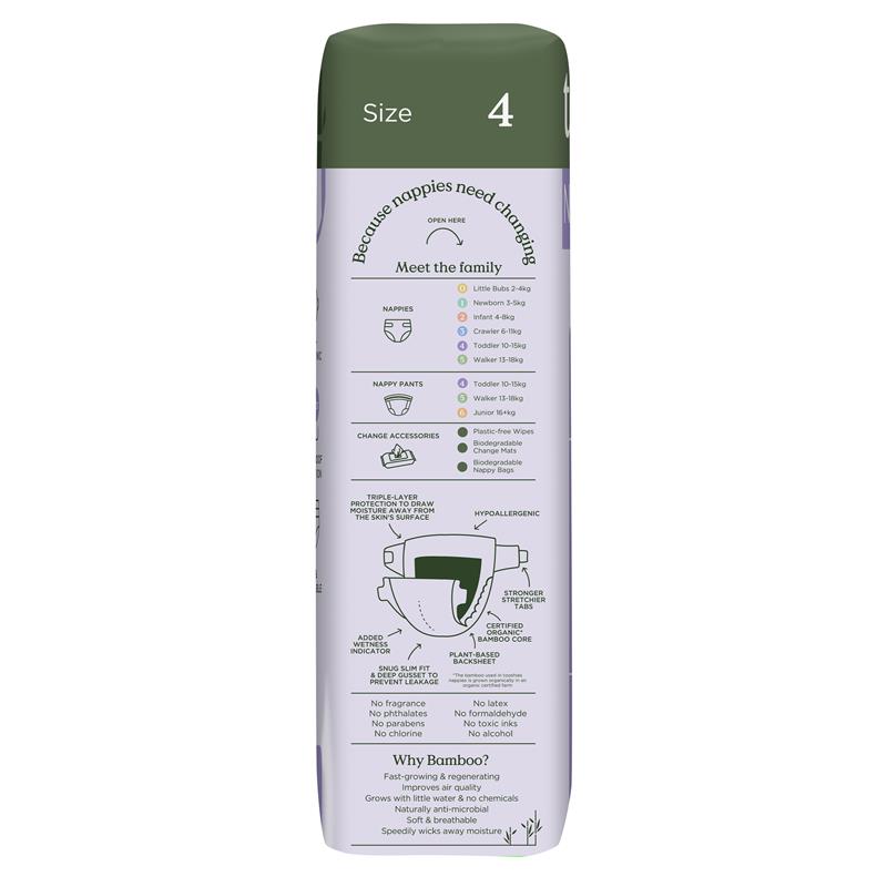 Load image into Gallery viewer, Tooshies Eco Nappies with Organic Bamboo Size 4 Toddler 10-15kg, 36 pack
