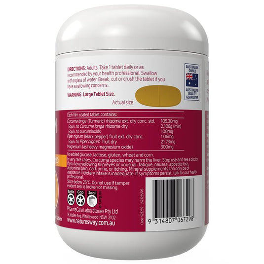 Nature's Way Magnesium + Turmeric 150 Tablets New Formula