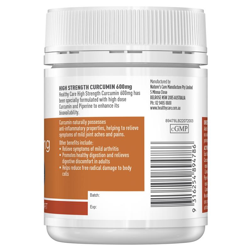 Load image into Gallery viewer, Healthy Care High Strength Curcumin 600mg 60 Tablets
