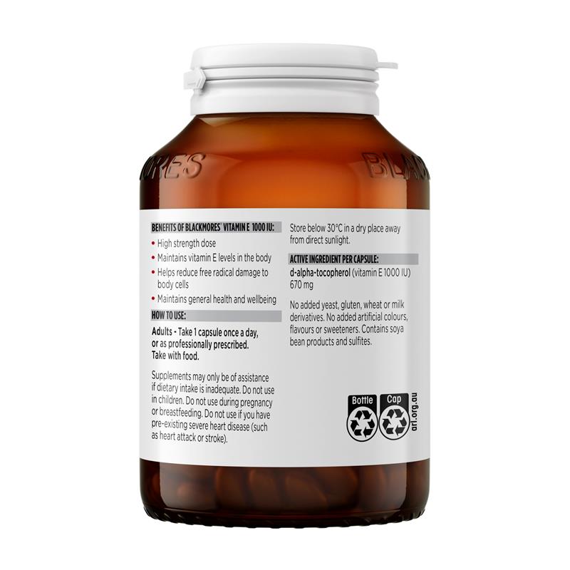 Load image into Gallery viewer, Blackmores Vitamin E 1000IU 100 Capsules
