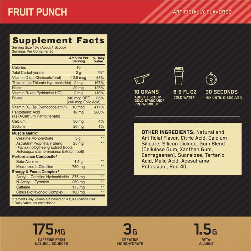 Load image into Gallery viewer, Optimum Nutrition Gold Standard Pre-Workout Fruit Punch 300g
