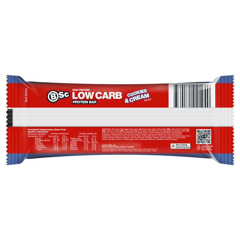 Load image into Gallery viewer, BSc High Protein Low Carb Bar Cookies &amp; Cream 60g
