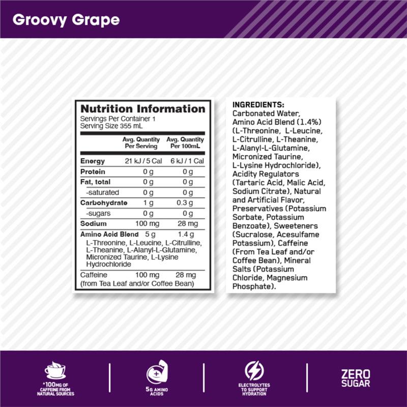Load image into Gallery viewer, Optimum Nutrition Amino Energy Sparkling + Electrolytes Grape 355ml
