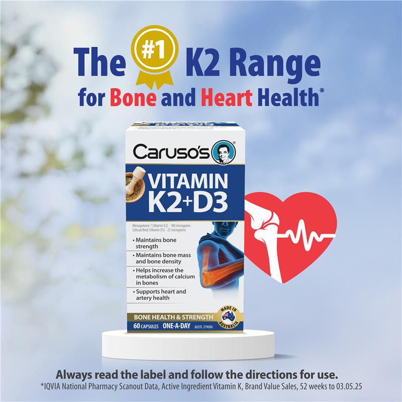 Load image into Gallery viewer, Carusos Vitamin K2 + D3 60 Capsules
