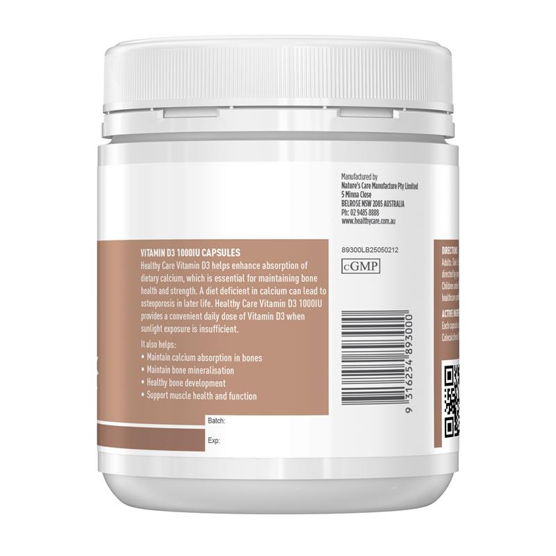 Load image into Gallery viewer, Healthy Care Vitamin D3 1000IU 500 Capsules
