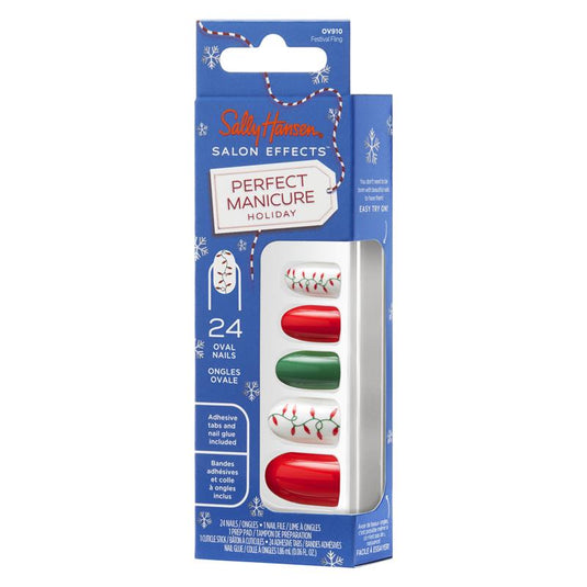 Sally Hansen Salon Effects Perfect Manicure 24 Press On Nails Once Upon A Holiday Collection Festival Fling