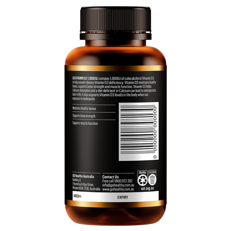 Load image into Gallery viewer, GO Healthy Vitamin D3 1,000IU 150 Soft Capsules
