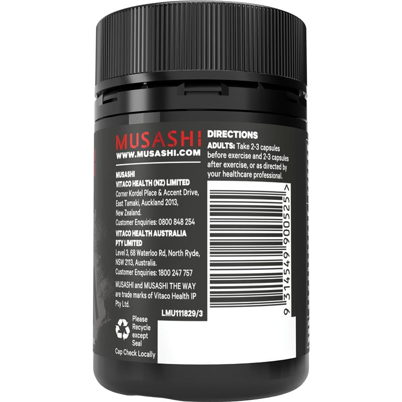 Load image into Gallery viewer, Musashi Muscle Recovery BCAAs 60 Capsules
