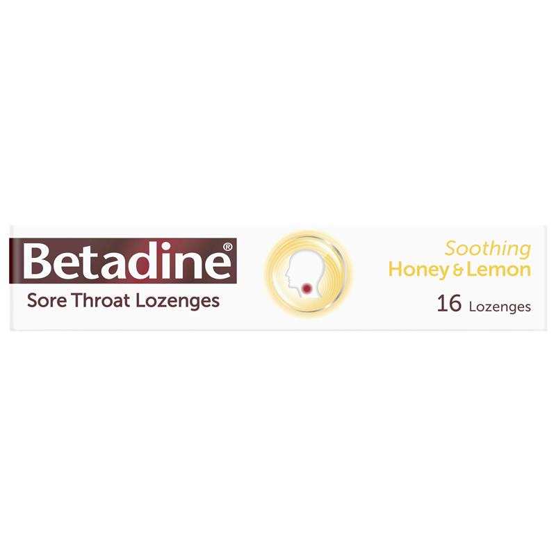 Load image into Gallery viewer, Betadine Sore Throat Lozenges Soothing Honey &amp; Lemon Flavour 16 Pack
