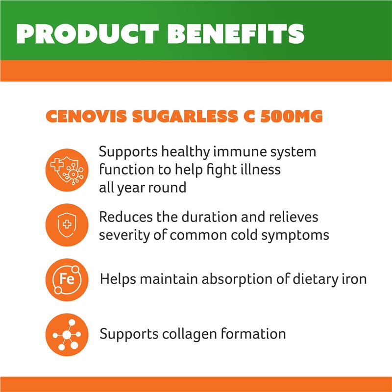 Load image into Gallery viewer, Cenovis Sugarless C 500mg 300 Orange Flavour Chewable Tablets
