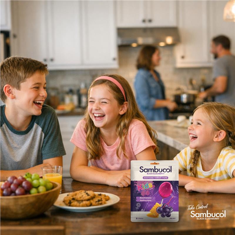 Load image into Gallery viewer, Sambucol Kids Soothing Throat Pops 8 Pack
