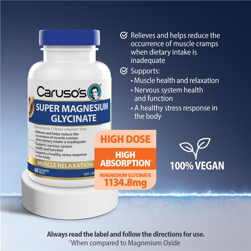Load image into Gallery viewer, Carusos Super Magnesium Glycinate 60 Tablets
