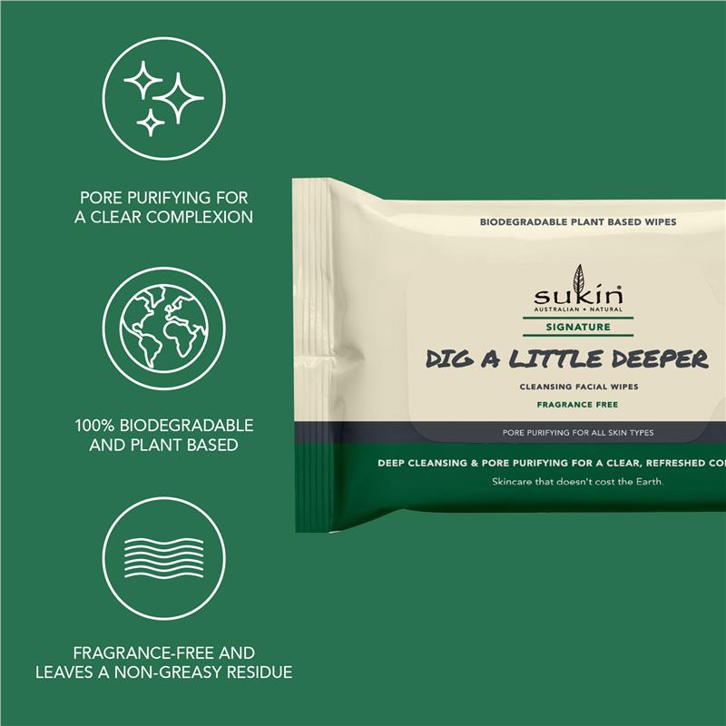 Load image into Gallery viewer, Sukin Signature Dig A Little Deeper Pore Purifying Wipes 25 Pack

