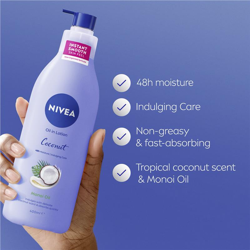 Load image into Gallery viewer, NIVEA Oil In Lotion Body Lotion Coconut &amp; Monoi Oil 400ml
