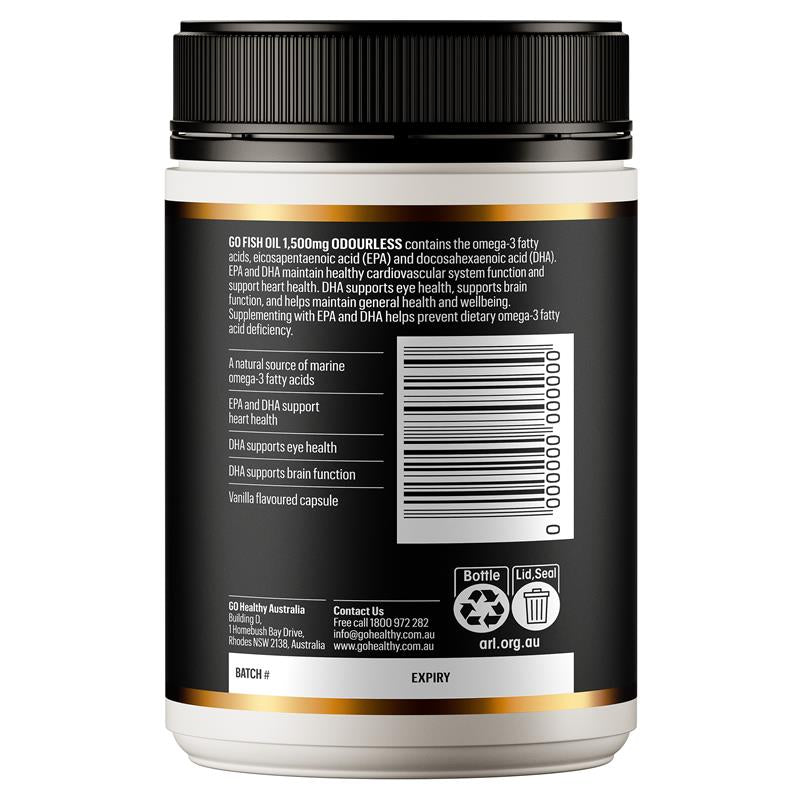 Load image into Gallery viewer, GO Healthy Fish Oil 1500mg Odourless 210 Capsules
