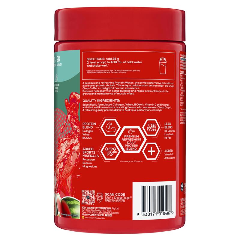 Load image into Gallery viewer, BSc x Chupa Chups Protein Water Watermelon 700g
