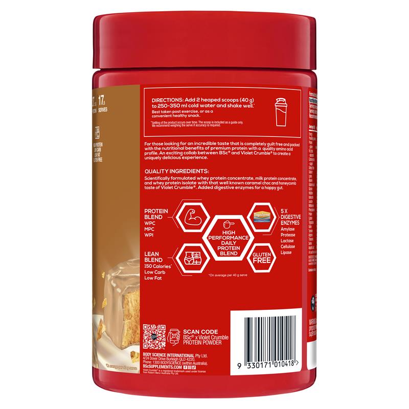 Load image into Gallery viewer, BSc x Violet Crumble Protein Powder Caramel Honeycomb 700g
