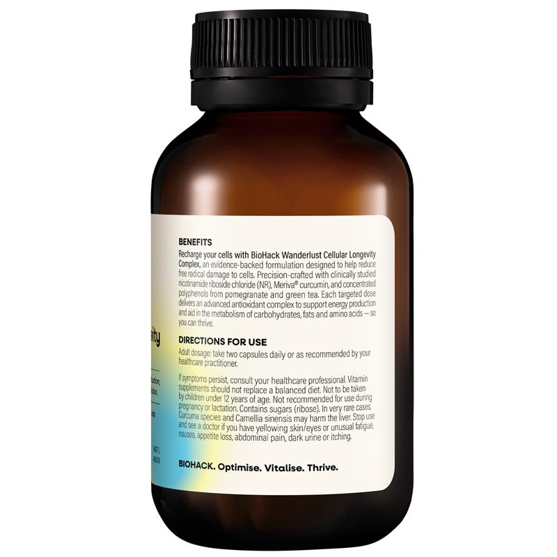 Load image into Gallery viewer, BioHack Wanderlust Cellular Longevity Complex 60 Capsules
