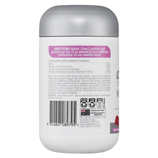 Nature's Way High Strength Adult Vita Gummies Hair Skin Nails 60 Pastilles