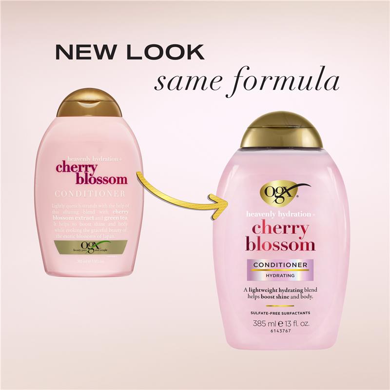 Load image into Gallery viewer, Ogx Heavenly Hydration + Shine Cherry Blossom Conditioner For Thin And Fine Hair 385mL
