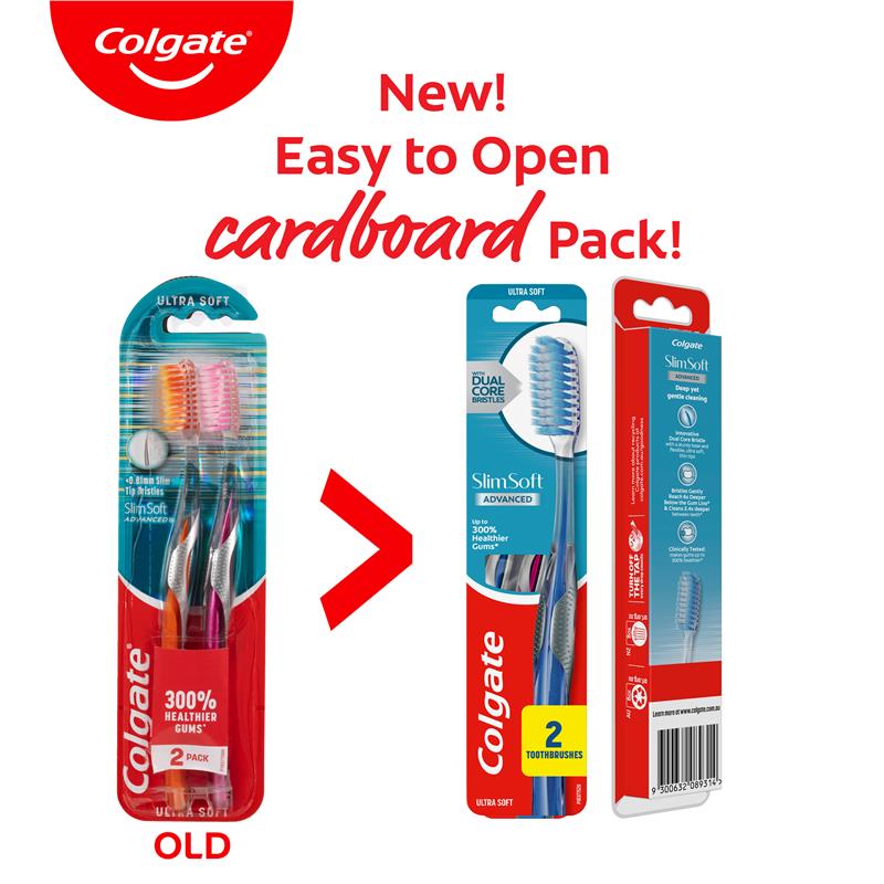 Load image into Gallery viewer, Colgate Toothbrush Slim Soft Advanced Ultra Soft 2 Pack

