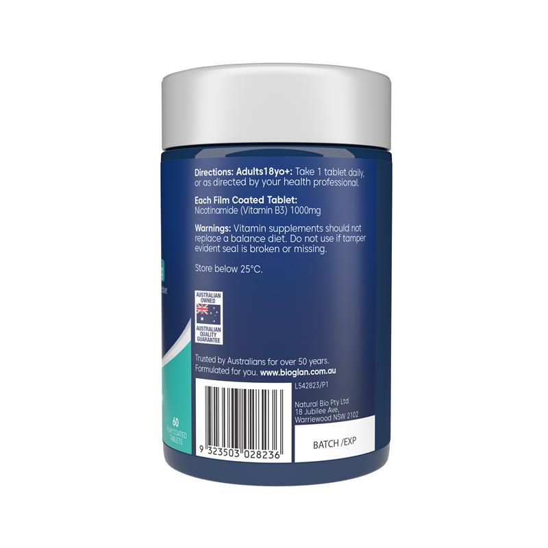 Load image into Gallery viewer, Bioglan Vitamin B3 High Strength 1000mg 60 tablets
