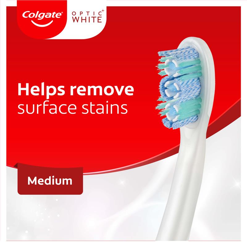 Load image into Gallery viewer, Colgate 360 Optic White Power toothbrush Medium with vibrating &amp; polishing bristles
