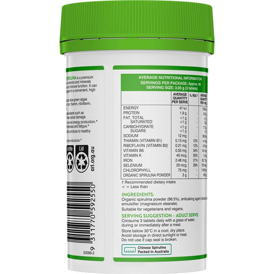 Swisse Organic Spirulina 1000mg 200 Tablets