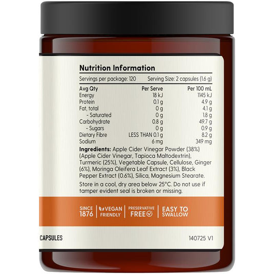 Barnes Naturals Apple Cider Vinegar with The Mother Turmeric Boost 120 Capsules