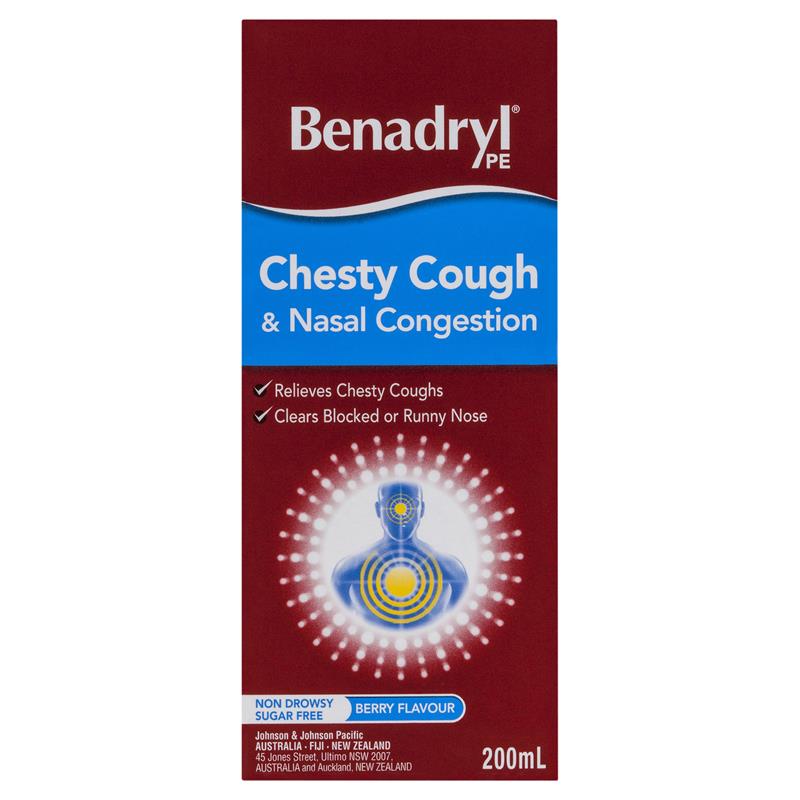 Load image into Gallery viewer, Benadryl PE Chesty Cough &amp; Nasal Congestion Non-Drowsy Berry Flavour 200mL
