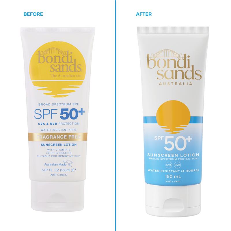 Load image into Gallery viewer, Bondi Sands SPF 50+ Sunscreen Lotion Fragrance Free 150ml
