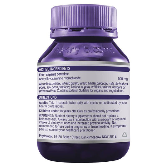 Henry Blooms Acetyl L-Carnitine 500 60 Vege Capsules
