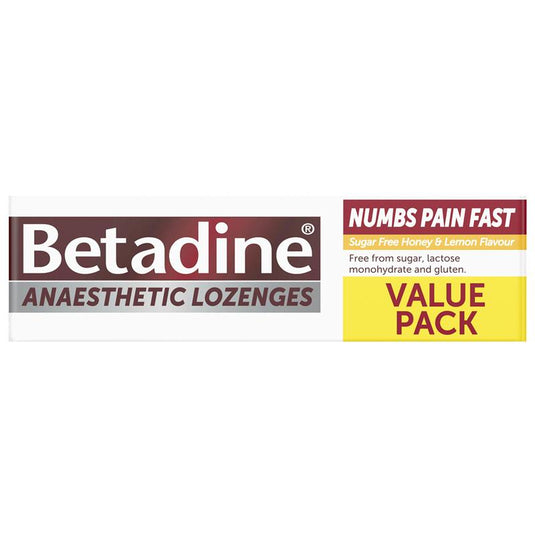 Betadine Sore Throat Lozenges Anaesthetic Honey & Lemon Flavour 36 Pack