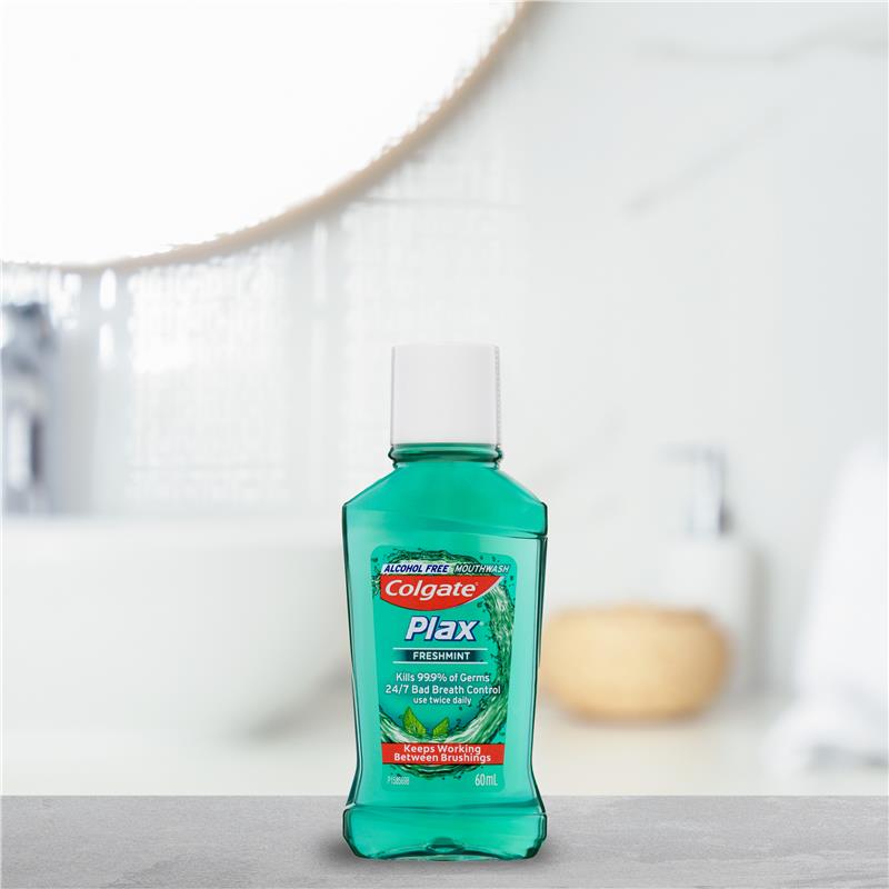 Load image into Gallery viewer, Colgate Plax Alcohol Free Antibacterial Mouthwash Freshmint 60mL
