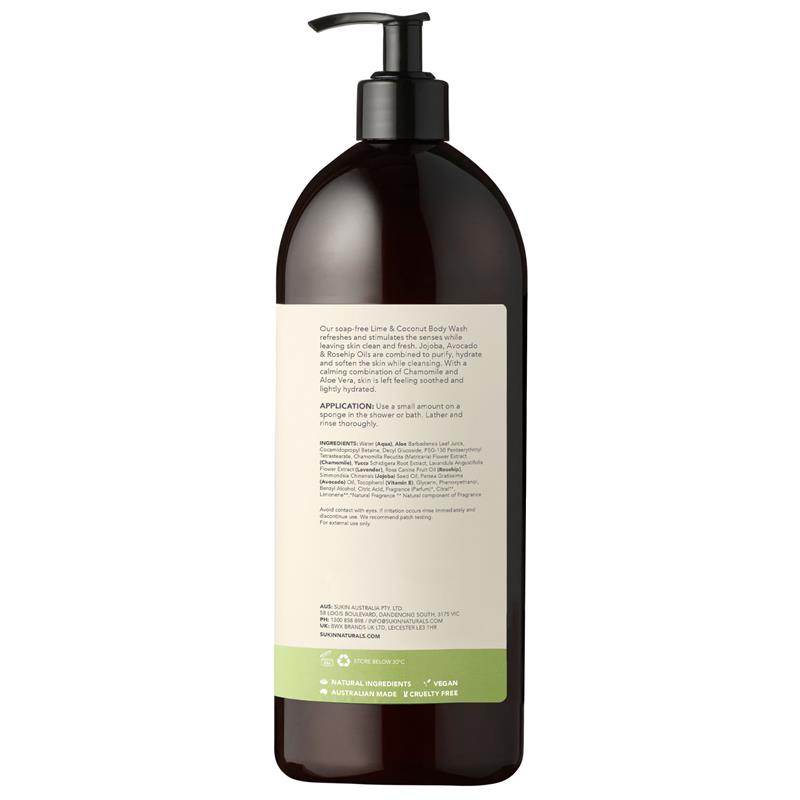 Load image into Gallery viewer, Sukin Botanical Body Wash Lime &amp; Coconut 1 Litre Pump
