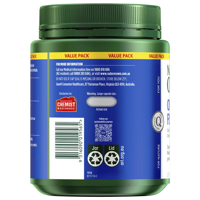 Load image into Gallery viewer, Nature's Own Odourless Fish Oil 1000mg 500 Capsules Exclusive Size
