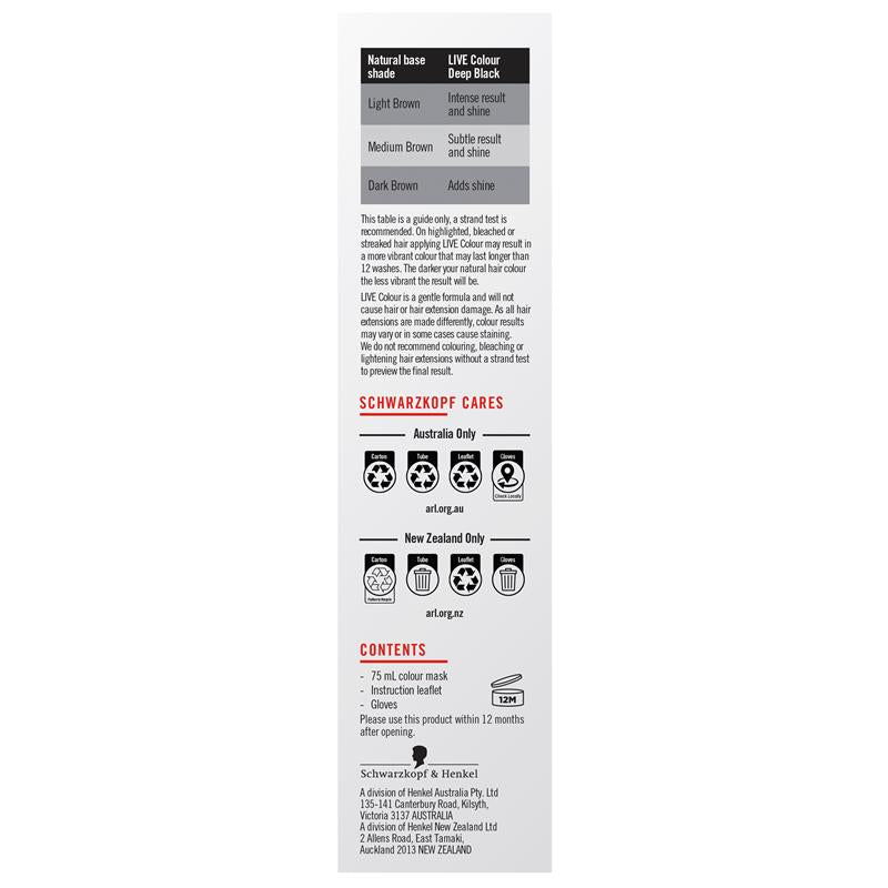 Load image into Gallery viewer, Schwarzkopf LIVE Colour Deep Black Semi Permanent 75ml
