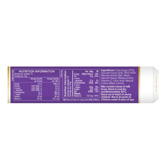 Manuka Health Manuka Honey Drops Blackcurrant 15 Pack 65g