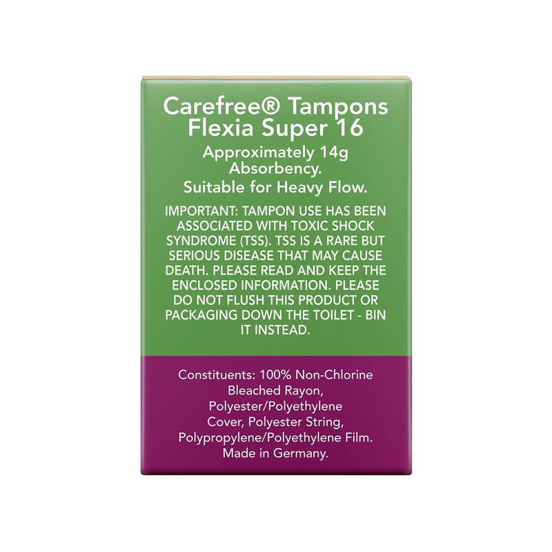 Load image into Gallery viewer, Carefree Flexia Fragrance Free Super Tampons With Wings 16 Pack

