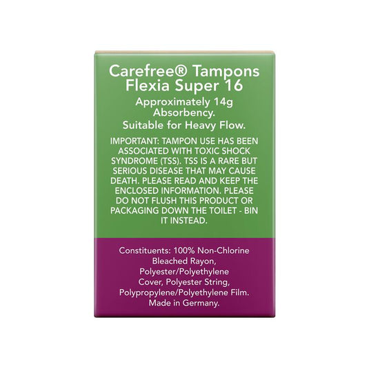Carefree Flexia Fragrance Free Super Tampons With Wings 16 Pack