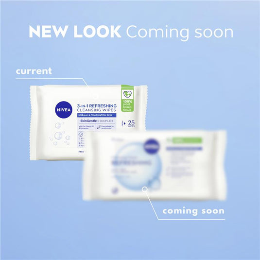 NIVEA 3in1 Refreshing Cleansing Normal & Combination Skin Wipes 25 Pack