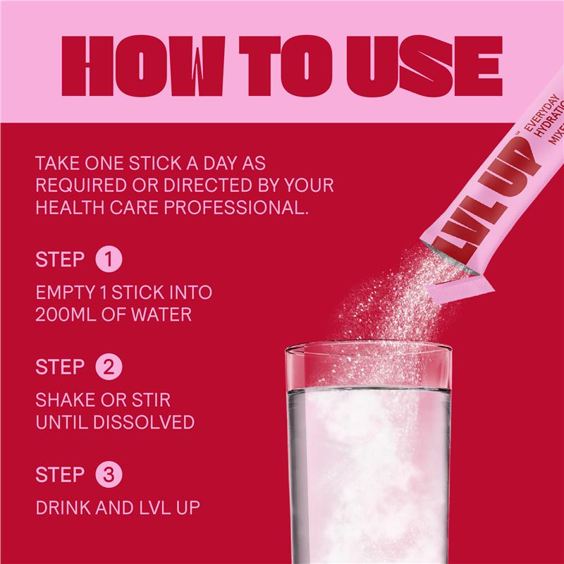 Load image into Gallery viewer, Lvl Up Everyday Hydration Sticks Mixed Berry 30 Pack
