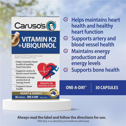 Carusos Vitamin K2 + Ubiquionol 30 Capsules