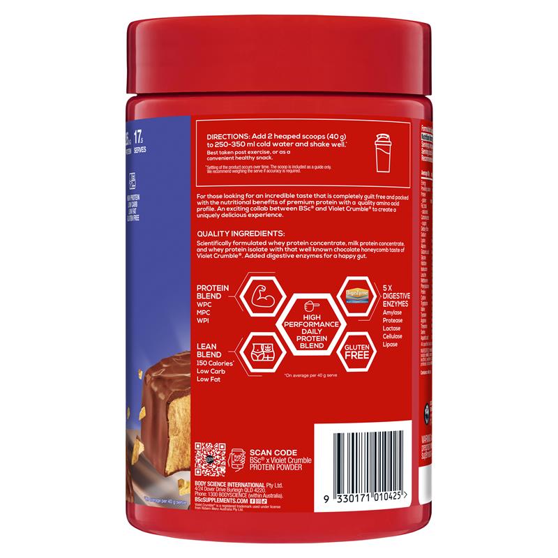 Load image into Gallery viewer, BSc x Violet Crumble Protein Powder Chocolate Honeycomb 700g
