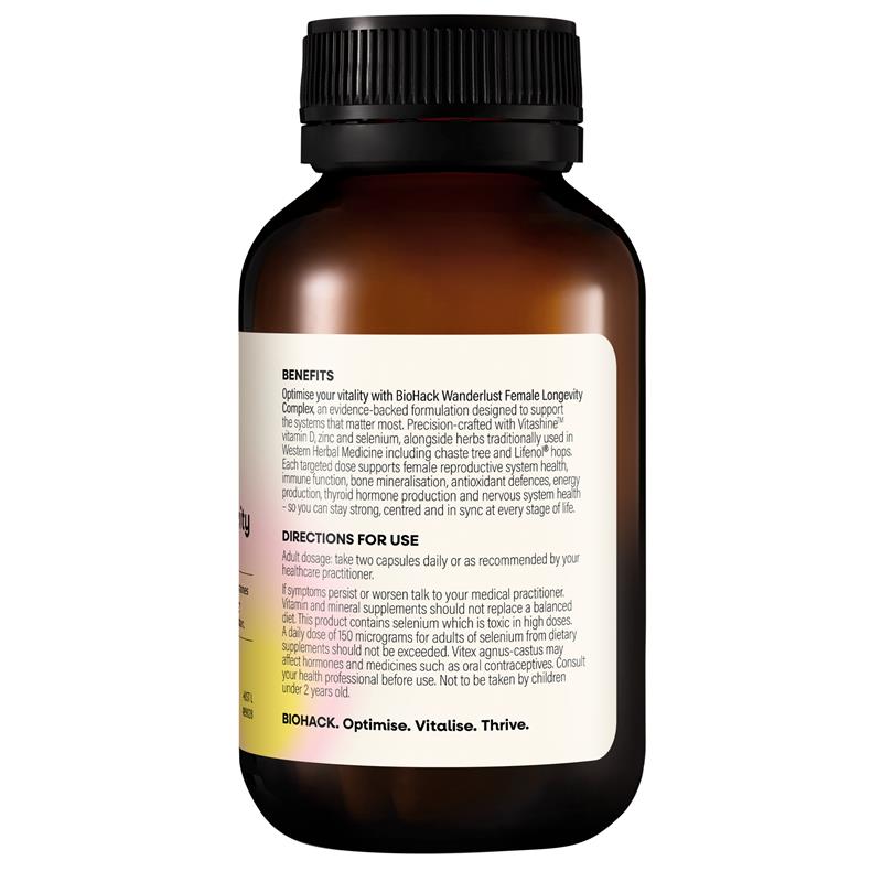 Load image into Gallery viewer, BioHack Wanderlust Female Longevity Complex 60 Capsules
