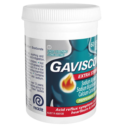 Gaviscon Extra Strength Peppermint 60 Chewable Tablets