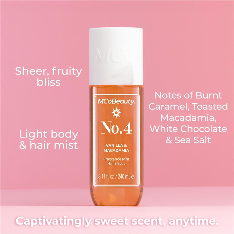 Load image into Gallery viewer, MCoBeauty Vanilla &amp; Macadamia No.4 Fragrance Hair &amp; Body Mist 240ml
