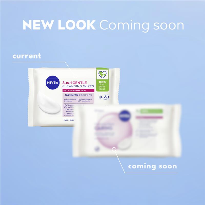 Load image into Gallery viewer, NIVEA 3in1 Gentle Cleansing Dry &amp; Sensitive Skin Wipes 25 Pack
