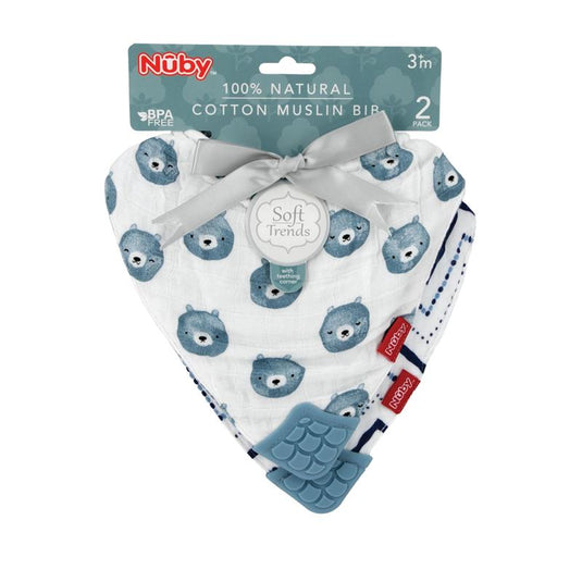 Nuby Muslin Bandana Bib with Teething Corner Girl 2 Pack