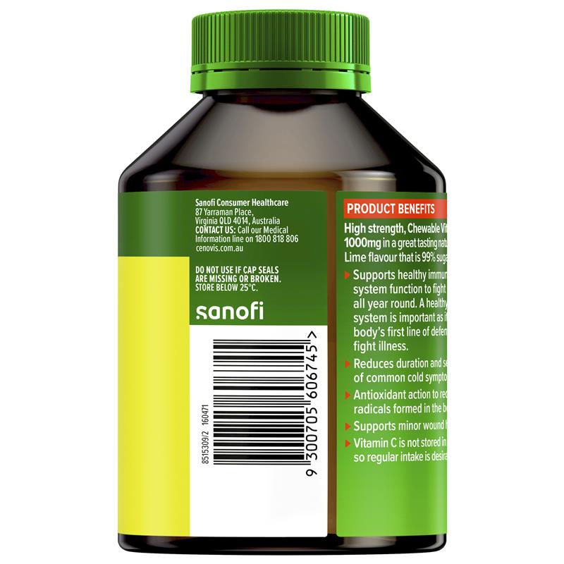 Load image into Gallery viewer, Cenovis Chewable Mega Vitamin C 1000mg Lemon Lime 120 Tablets
